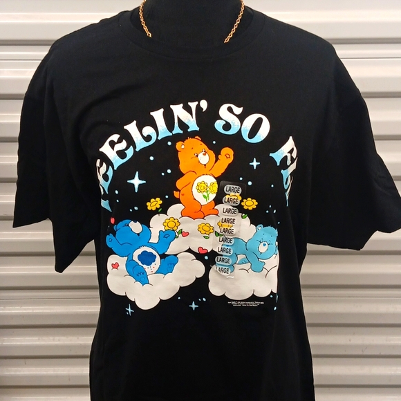 Tops - Retro style Care Bears black tee L NWT